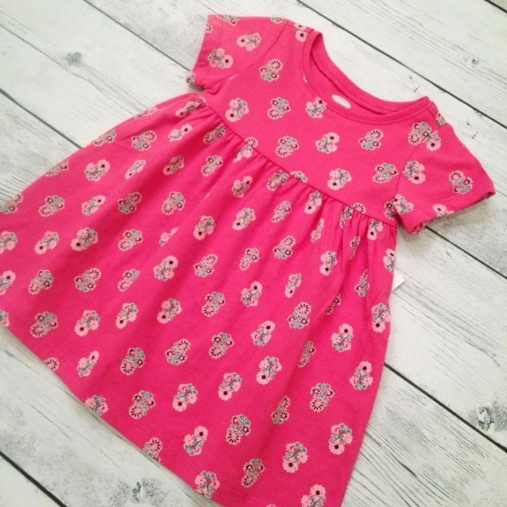 Pink Floral Short Sleeve Dress - Size 3-6 Months